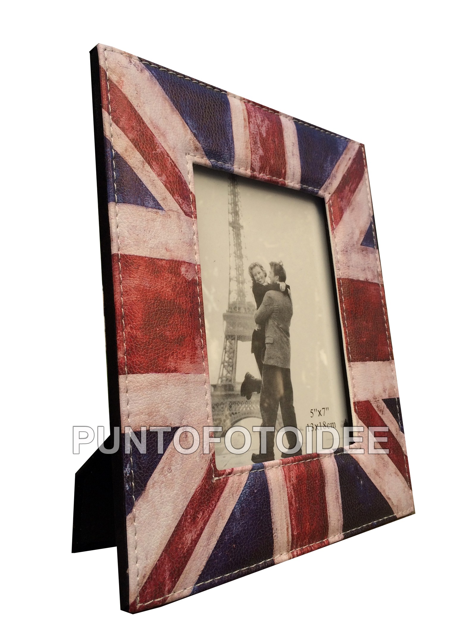 Cornice Portafoto 10x15 cm. da Tavolo in Ecopelle - Bandiera UK