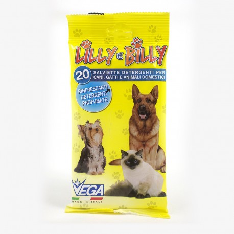Lilly e Billy - Salviette Detergenti per Cani, Gatti ed Animali Domestici